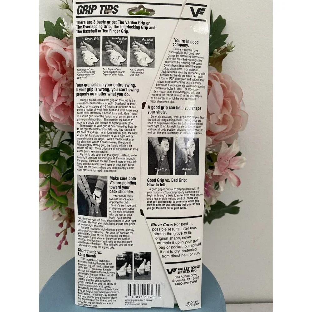 Valley Forge Synthetic Half-finger Golf Glove‎ Ladies Right Large Cream Color